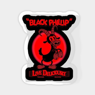 Black Phillip - Live Deliciously - Vintage Cartoophilin Goat RED Sticker